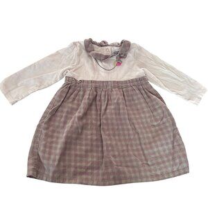 Vtg‎ Mexx Baby Dress Long Sleeve | Peter Pan Collar | Plaid Skirt | 6-9M Mauve